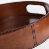 Flamant Manhattan, Tray, Brown Leather, Round Online
