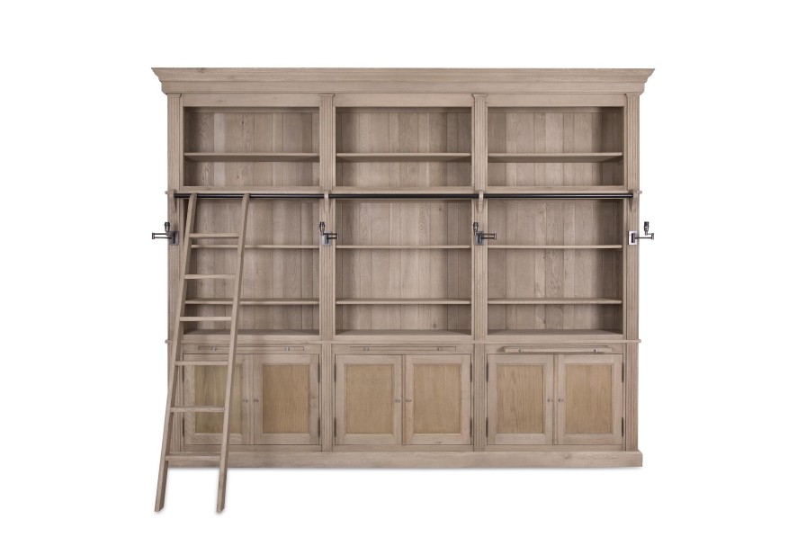 Flamant Balmore, Bookcase, Weathered Oak, 3 Parts , With Ladder Wholesale